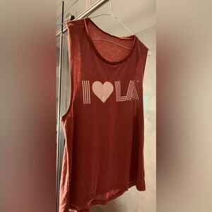 Y2K Vintage Tank Top Shirt - Lounge Shirt - Workout shirt - size L - Pink Salmon